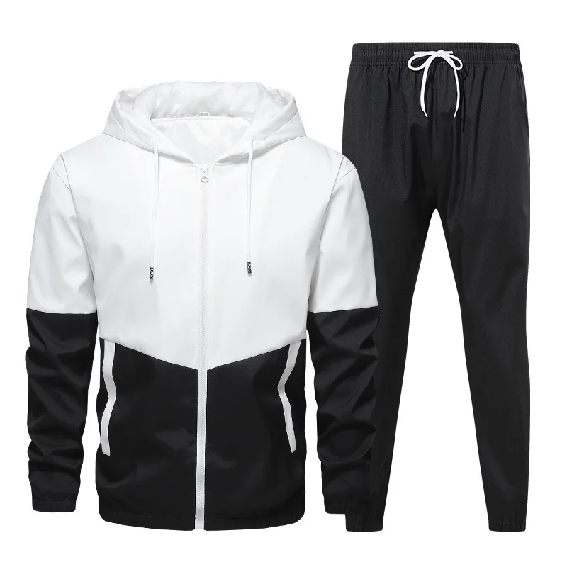 

Sports Coat Zipper Soft 2 Set for Men Simplicity Street Hoodies+Pants Zipper Suit for Men Outdoor Sporty Style Sweat Suit