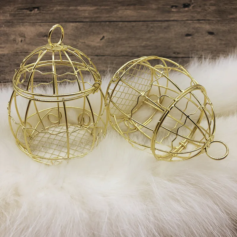 

10pcs Mini Metal Gold Retro Bird Cage Candy Boxes Baby Shower Favor Gift Box For Wedding Giveaways Party Birthday Souvenir