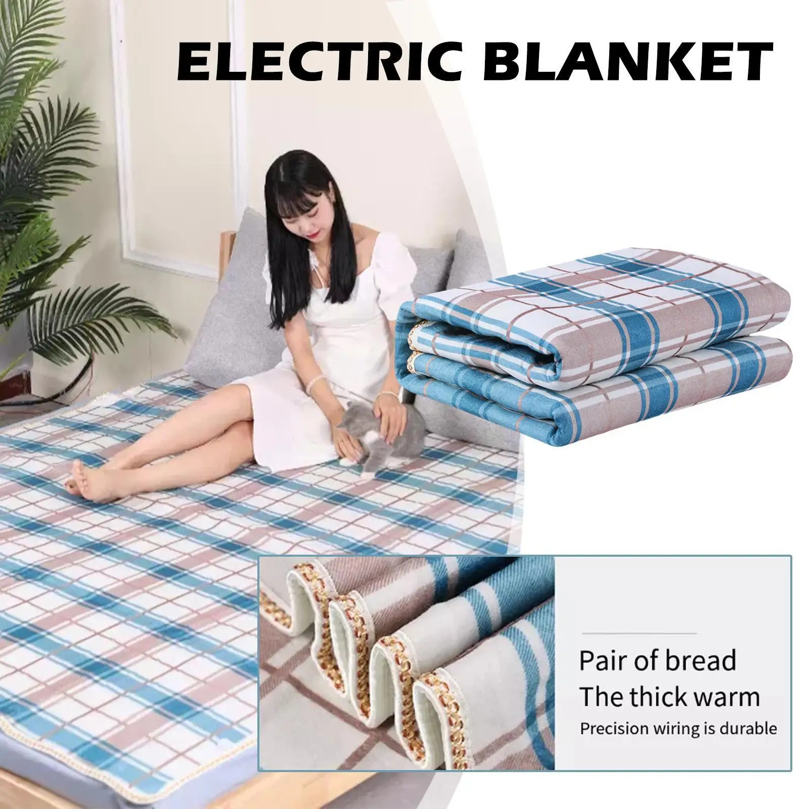

Электрическое одеяло, зимнее теплое утолщенное плюшевое одеяло с подогревом, регулируемое матовое одеяло для тела, теплое электрическое од...