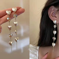 2022 new summer crystal pearl long tassel shake your heart unique vogue temperament earrings for women girls gift party