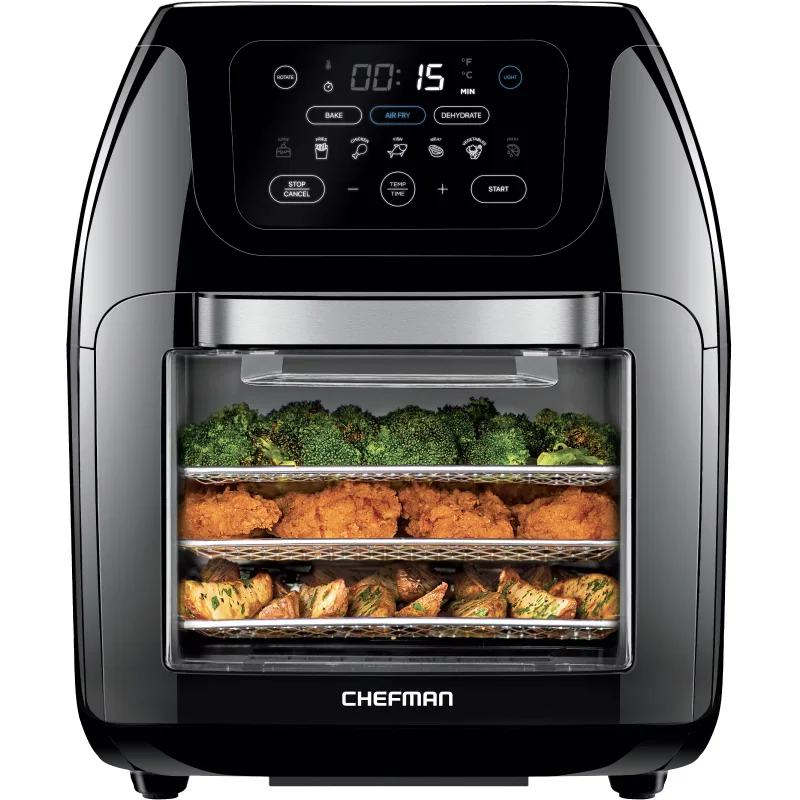 

Chefman Digital Air Fryer+ Rotisserie, Dehydrator, Oven, Black, 10L
