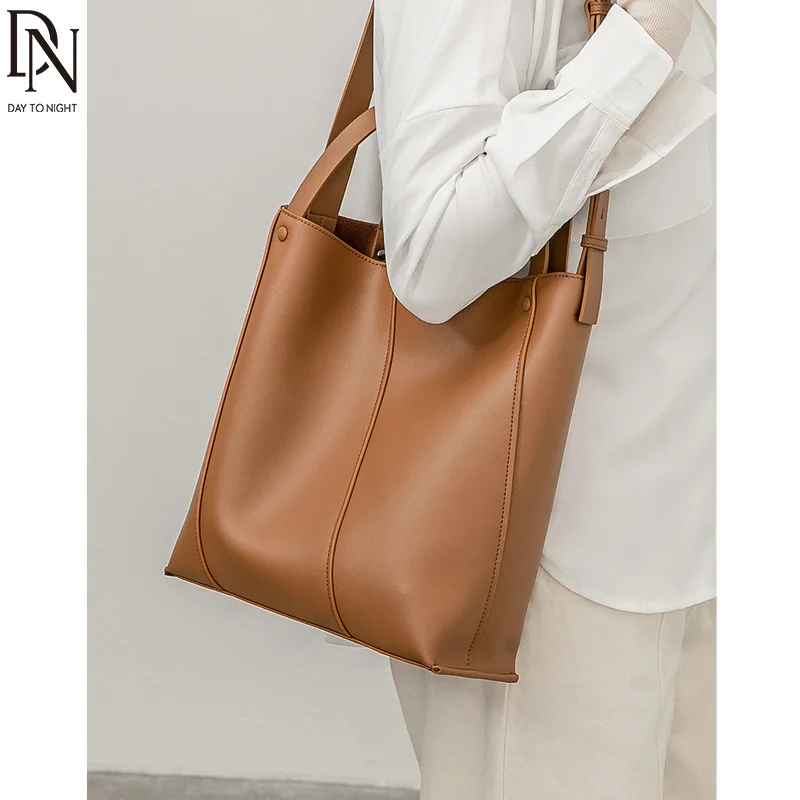 

DN Large Tote Bags for Women Soft Hobo Bag Genuine Leather Cowhide Made Shoulder Bag Fashion Female Commuter Purse Lady Handbag