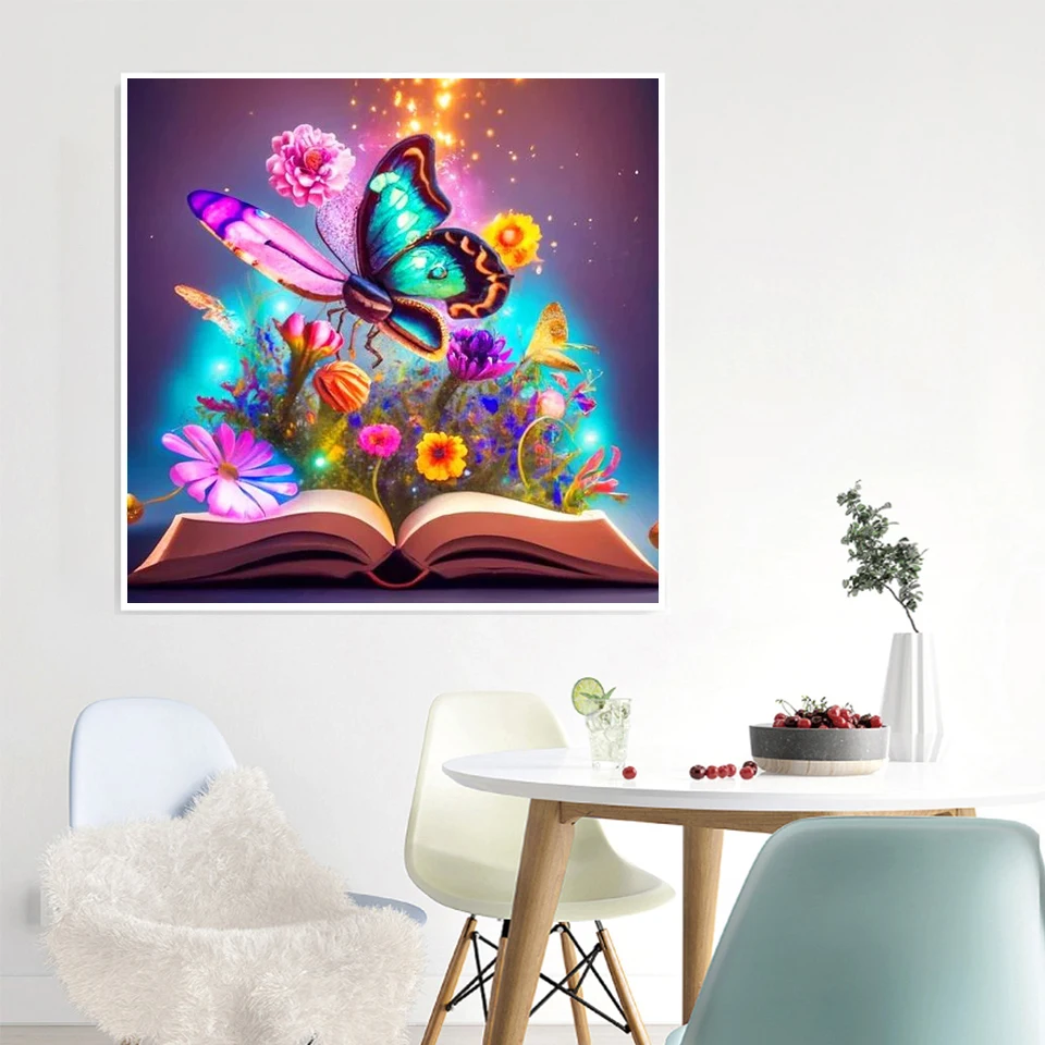 Алмазная живопись AZQSD мозаика в виде бабочки с животными круглая фреза длиной 30