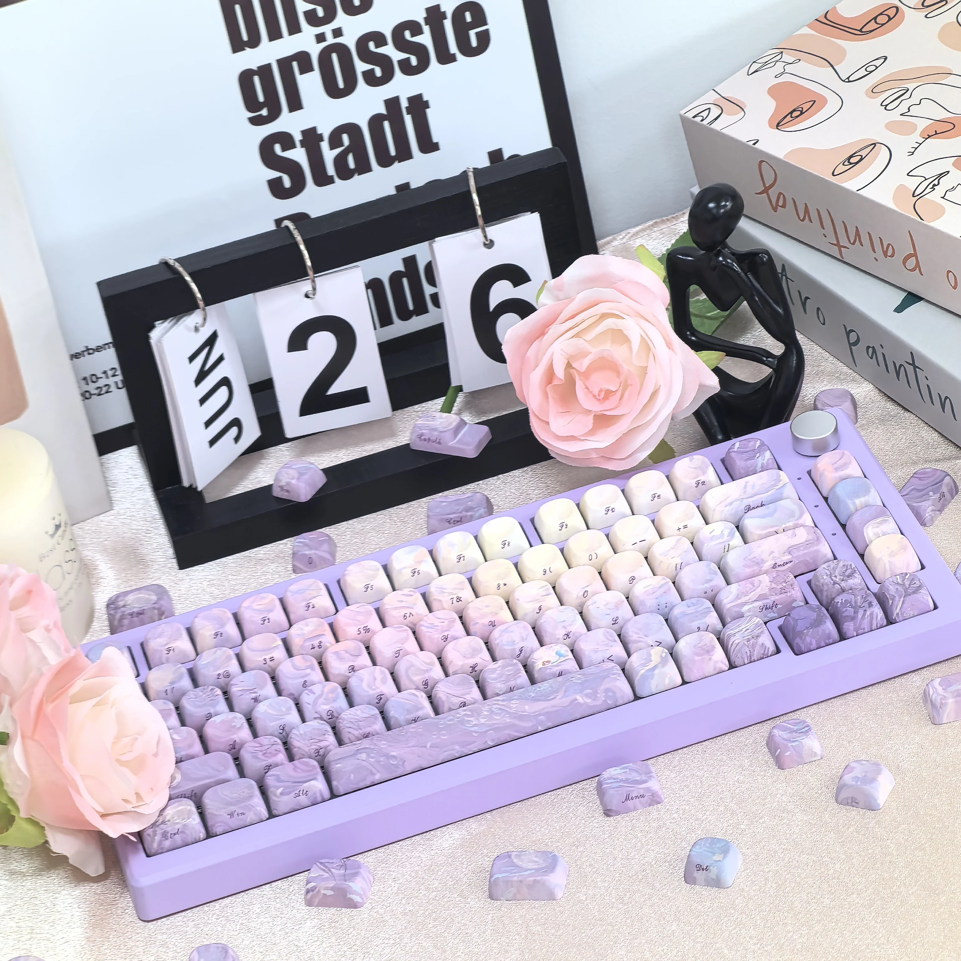 Пурпурная клавиатура с осенней темой русалки градиентные Diy клавиши Pbt Moa вишня
