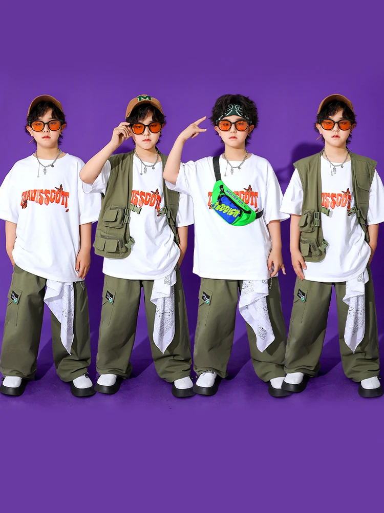 2023 джазовые современные танцевальные костюмы для детей свободный зеленый жилет