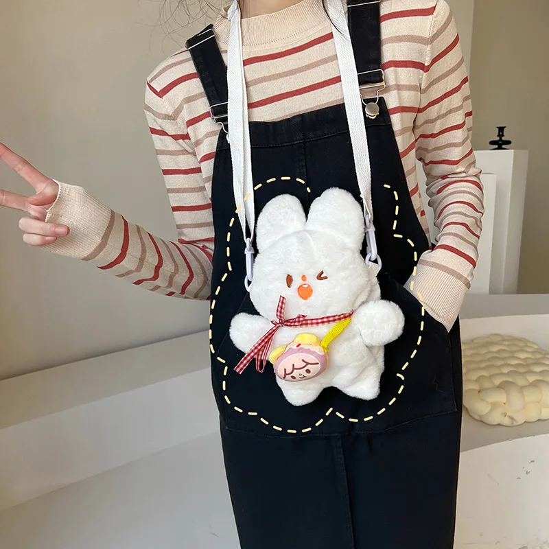 Купи MBTI Kawaii Rabbit Handbag for Women Cute Cartoon Plush Small Coin Package Winter Soft Fluffy Doll Youth Ladies Crossbody Bags за 982 рублей в магазине AliExpress