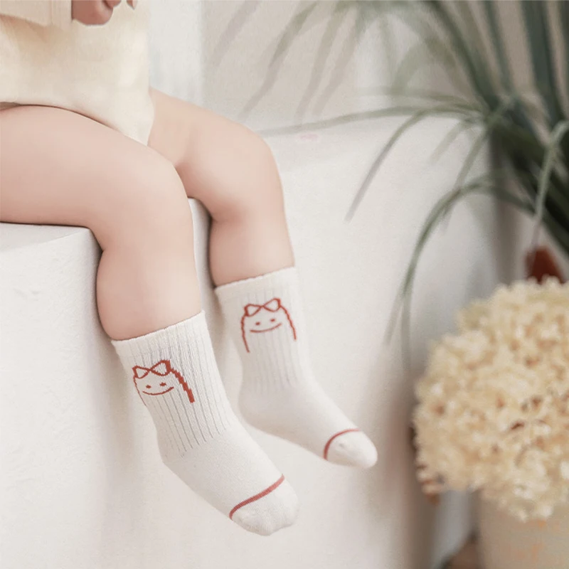 

3 Pairs/Lot Kids Boys Girls Infants Toddler Spring Autumn Sock Cute Baby Socks Cartoon Rabbits Bear Mid Length Sock 0-5Y