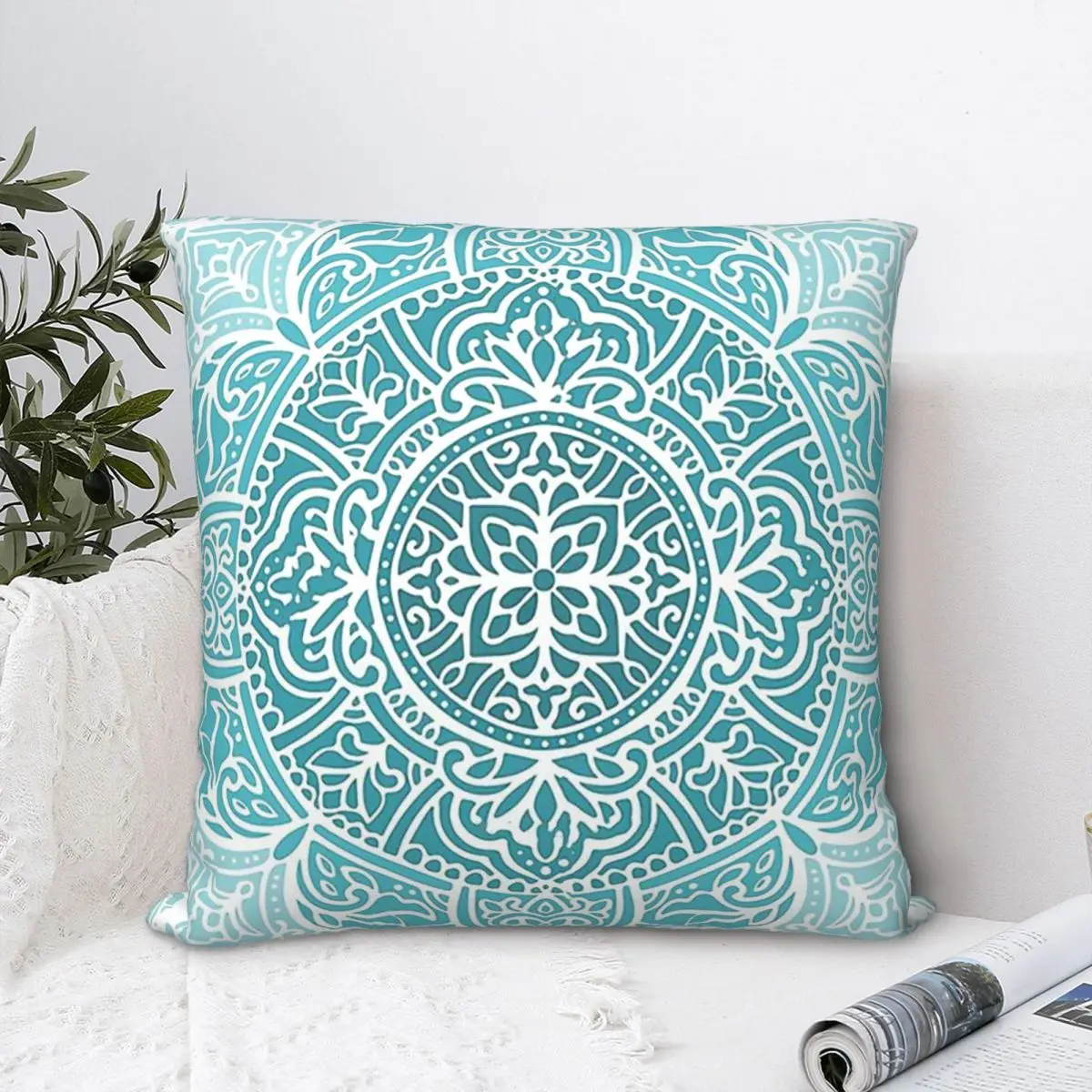 

Blue White Design Throw Pillow Case Oriental Rug Backpack Coussin Covers DIY Printed Breathable Chair Decor