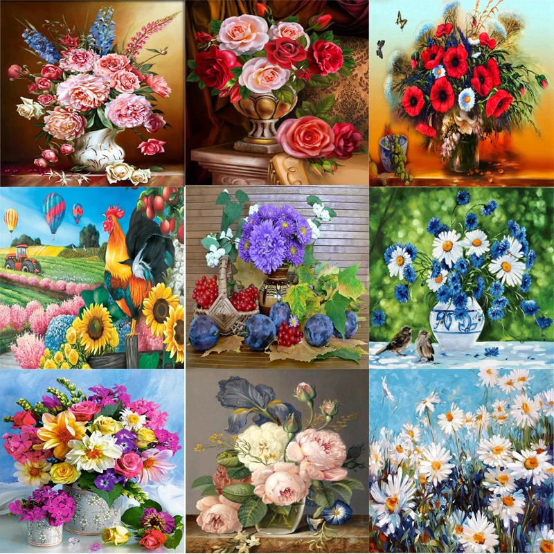 

5D DIY Diamond Painting Flowers Classic Rose Daisy алмаз Mosaic Full Round Diamonds Embroidery Art Cross Stitch Home Decor Gift