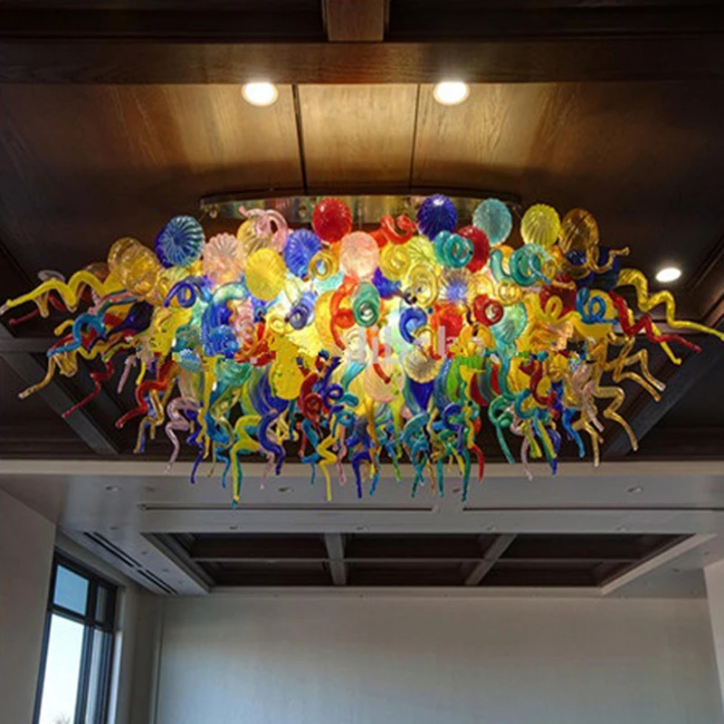 Lámpara de Arte de lujo de Murano, candelabros LED de cristal soplado montado en el techo, Multicolor, burbujas, para comedor