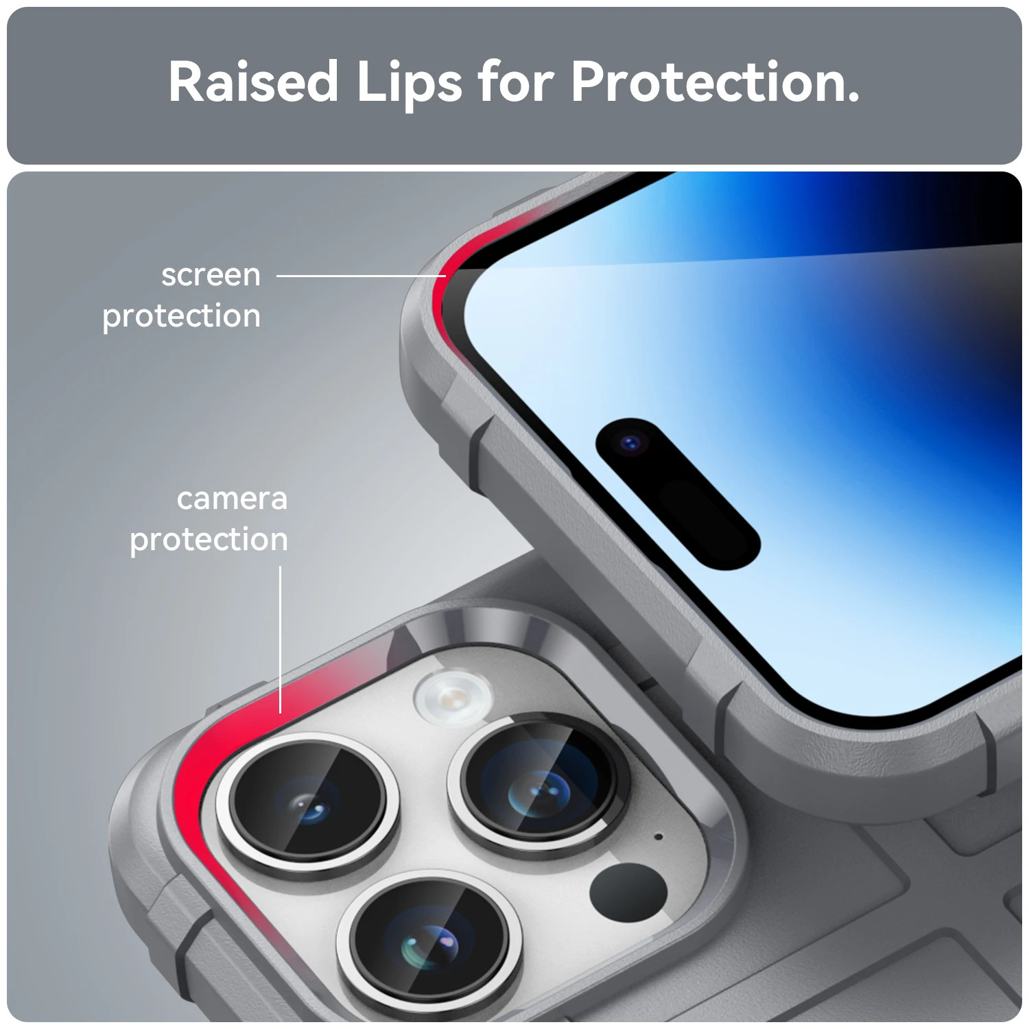 Grey Rugged Shield Shockproof Armor Case For iPhone 14 Pro Protection Case Back Cover