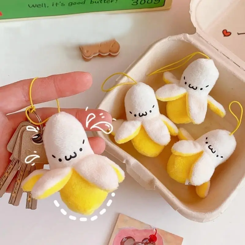 

7CM Super Cute Little Yellow Banana Plush Stuffed Toy Key Chains Small String Plush Doll Fruit Toy Keychain for Women Girl