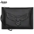 Мужской клатч из мягкой натуральной кожи Jeep Buluo, коричневый Длинный кошелек с отделением для монет, повседневная сумка на молнии, все сезоны, 2019