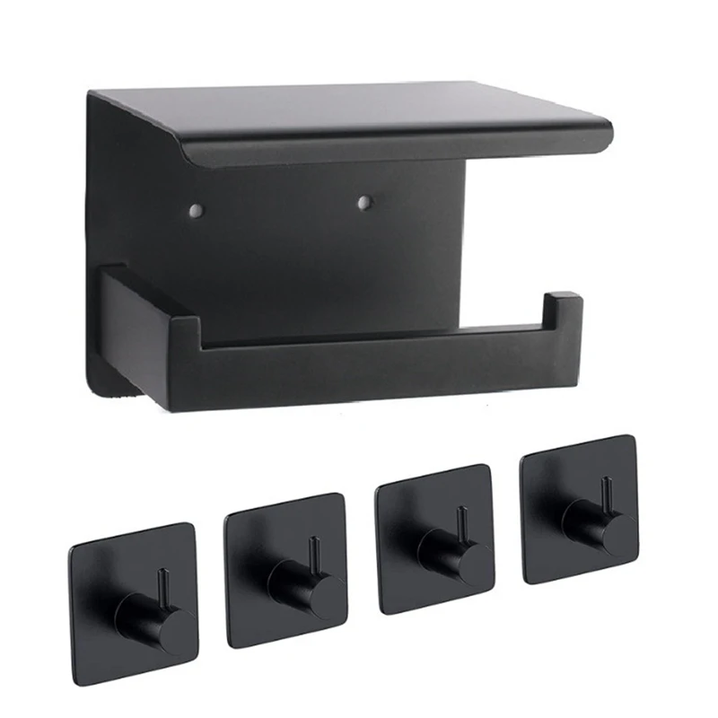 

Toilet Paper Holder With Shelf,Stainless Steel Toilet Paper Roll Holder,Self Adhesive Or Screw Wall Mounted Paper Holder