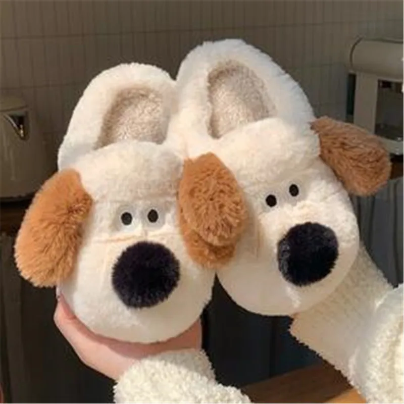 

Women's Winter Home Cotton Slippers Anti Slip Thick Soled Couples New Cute Cartoon Plush Warm Indoor Slippers Plush Cotton Shoes