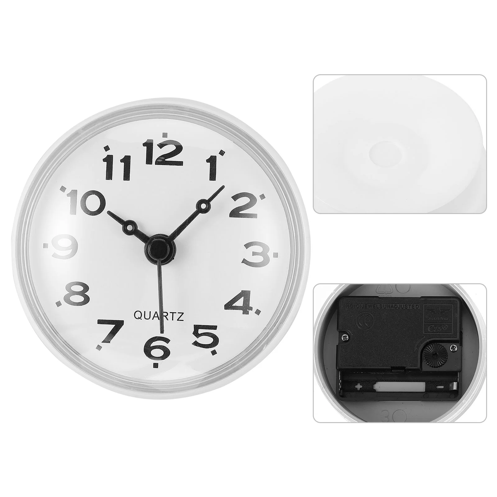 

Sucker Clock Silent Bathroom Wall Clock Waterproof Timer Mirror Operated Clock Pvc Anti-fog Clock Office Desk Topper