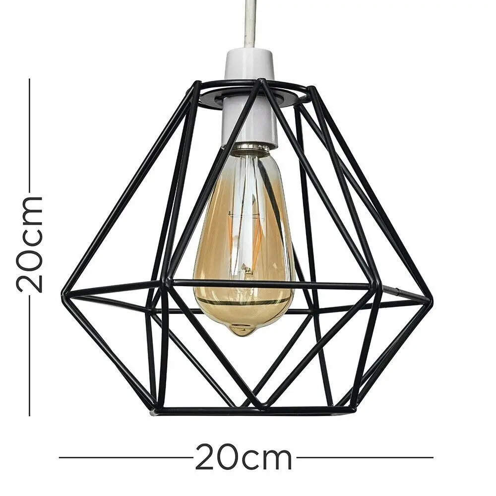 

Kitchen Dinning Porch Cafe Restaurant Ceiling Plate Light Holder Metal Pendant Lamp Shade Hanging Lamp Cage Geometric