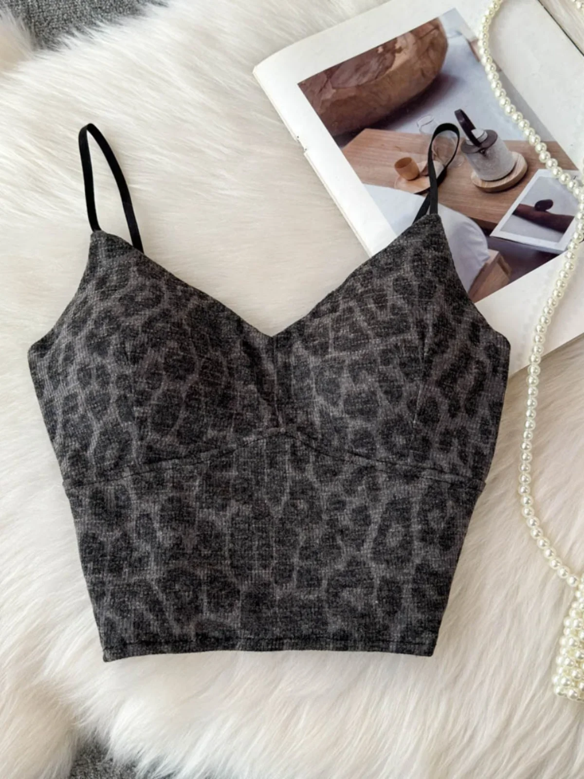 SsTss Ретро леопардовый принт с открытой спиной жилет на бретельках женский