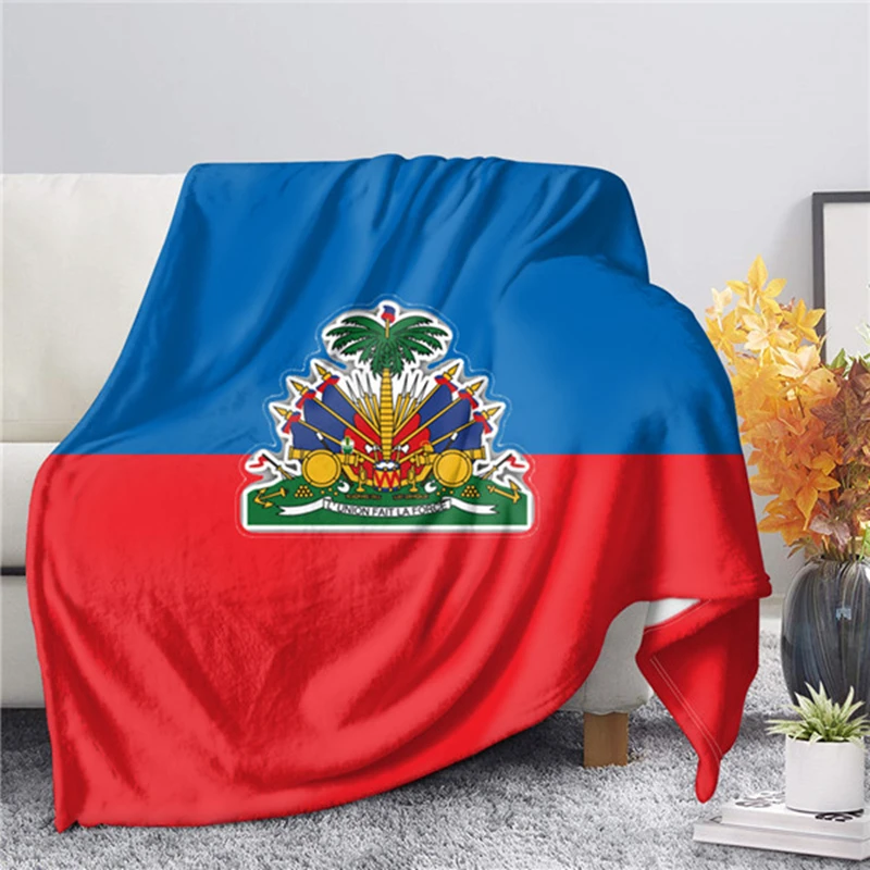 

Haiti Flag Print Flannel Blanket Soft Warm Cozy for Bed Sofa Home Decor Throw Blanket Premium Fall/Winter Travel Blankets Gifts