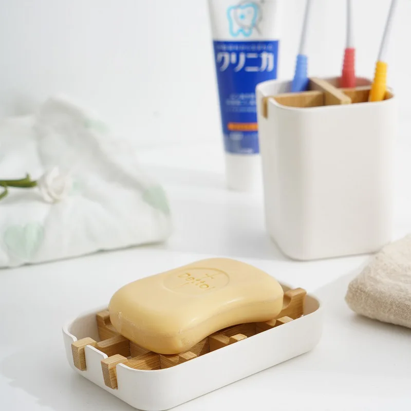 

Soap Dish Bamboo Fiber Soap Dishes Washroom Soap Drain Disk Household Bathroom Detachable Easy-to-clean Soap Dish Porte Savon