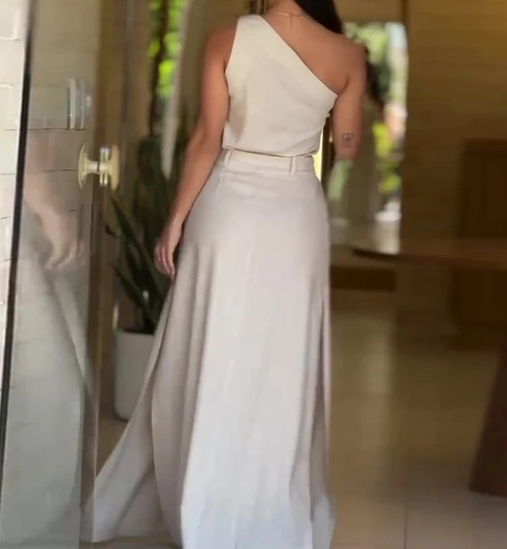 Женский комплект классического костюма Элегантный однотонный без рукавов с