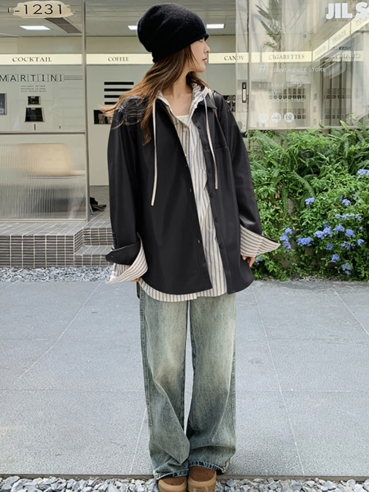 Американское винтажное черное кожаное пальто верхняя одежда женская весна и