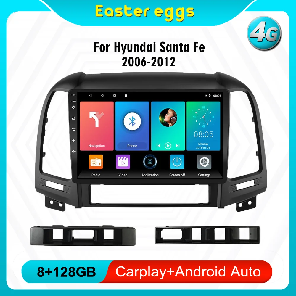 Автомагнитола 2 Din, 2 Din, для Hyundai Santa Fe 2006-2012, Android, мультимедийный плеер, GPS-навигатор, Wi-Fi, FM, стерео