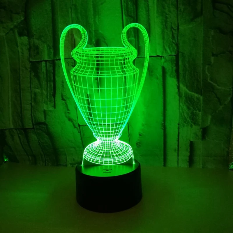 

HOT SALE 3D Football Cup Trophy Lamp 7 Colors Changing 3D LED Night Light Contact Button USB Baby Bedroom Sleep Luminaria Light