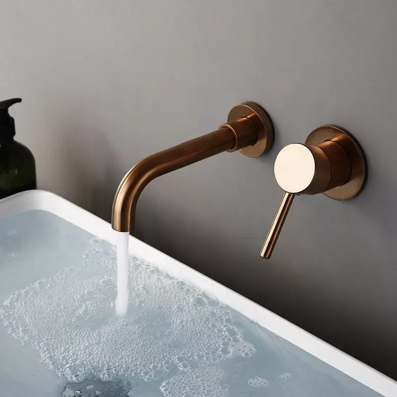 

2022New Bagnolux Polished Or Brushed Rose Gold Bathroom Faucet Brass Round Hole Concealed Type Household Hot Cold Bathroom Fauce