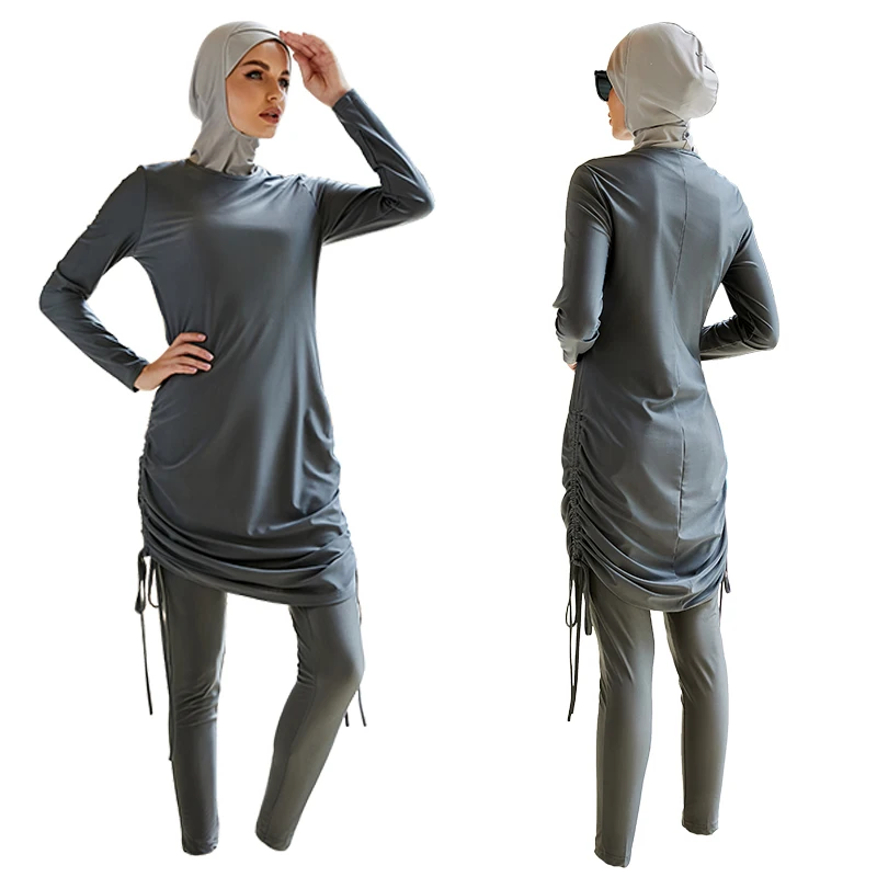 Скромные купальники женские мусульманские Burkini 3 шт. закрывающие купальные