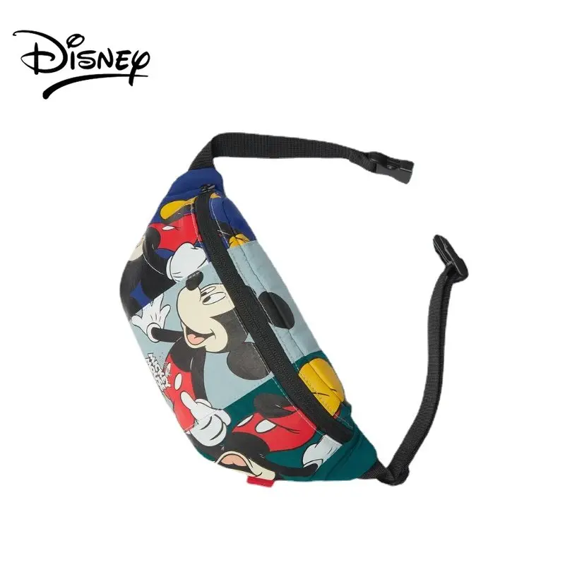 Disney Mickey Mouse Chest Bag for Boys and Girls Blue Green Stitching Cute Print Coin Purse Ladies Mickey Mouse Shopping Bag