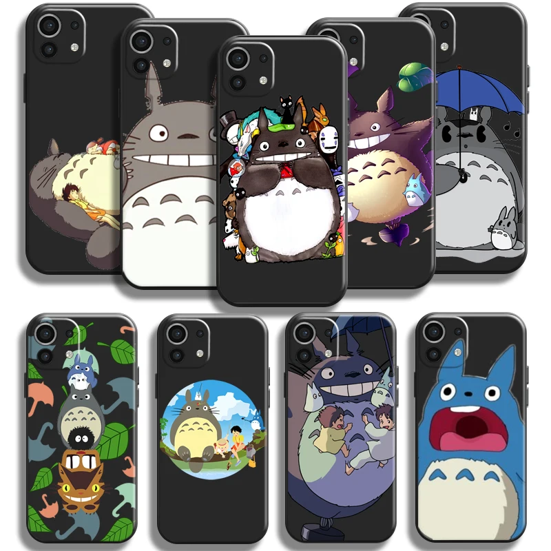 

Anime Cute Cartoon Totoro Phone Case For Xiaomi Mi 11 11 Lite 5G Funda Carcasa Silicone Cover Black Coque Soft