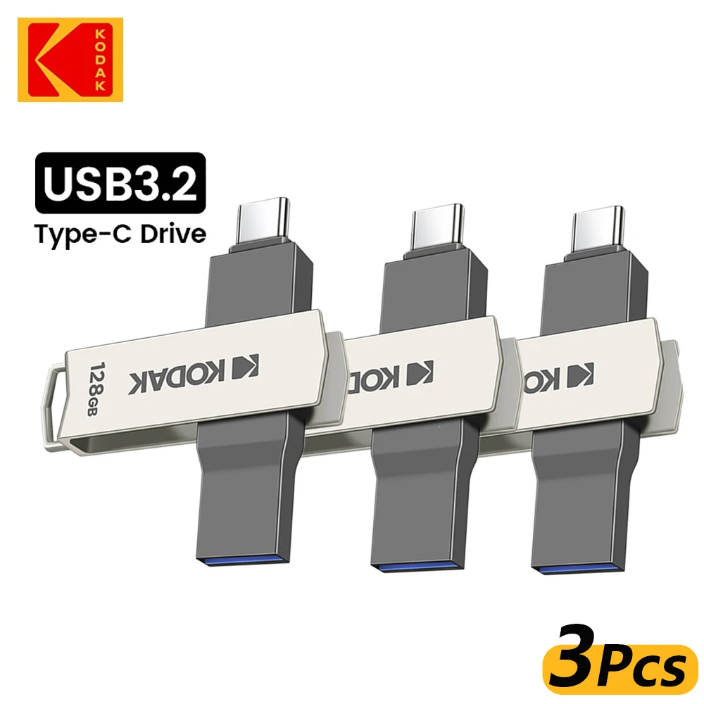 3 шт. KODAK K273 USB-флешка USB3.2 Тип C Флешка 128 ГБ 64 Высокоскоростная двойная память для