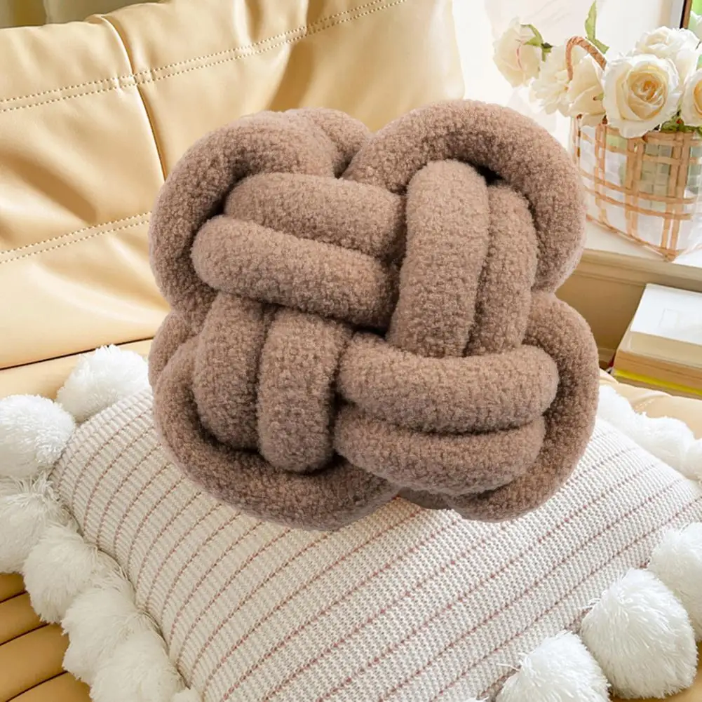 

Creative Throw Pillow Washable Sofa Woven Pillow Non-shedding Fine Stitching Knotted Ball Pillow Companion