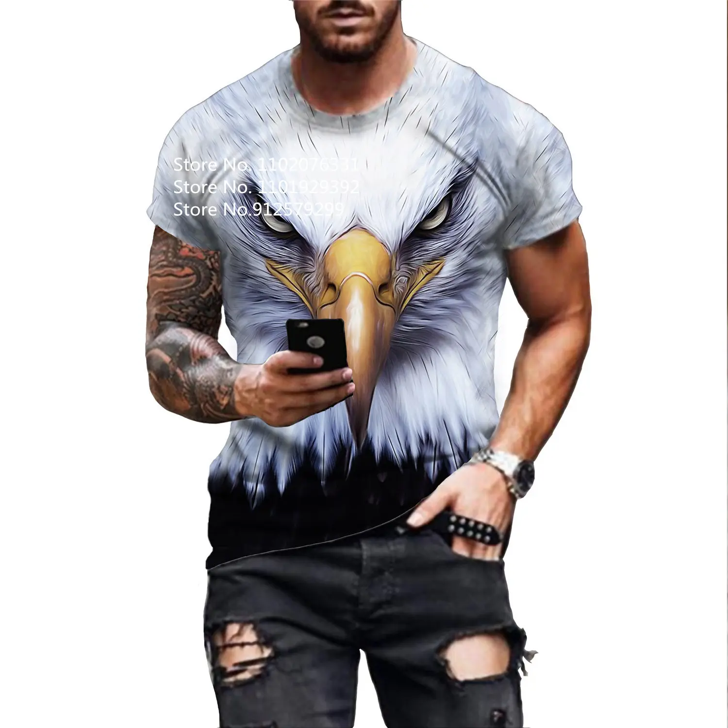Брендовая летняя футболка BIANYILONG с 3d рисунком орла модный уличный повседневный
