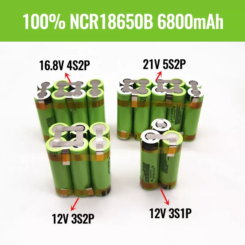 

NEW 2021 New original 3S 3S2P 12V 16.8V 21V 25V Battery Pack NCR18650B 6800mah 20A Discharge Current for shura screwdriver batte