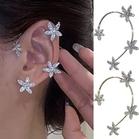 flowers ear clip ear cuff earrings for women girls trendy zircon snowflake earrings without piercing party wedding jewelry gifts