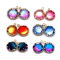 exquisite glass crystal round pendant 13mm charm color gradient fashion ladies jewelry diy necklace earring bracelet accessories