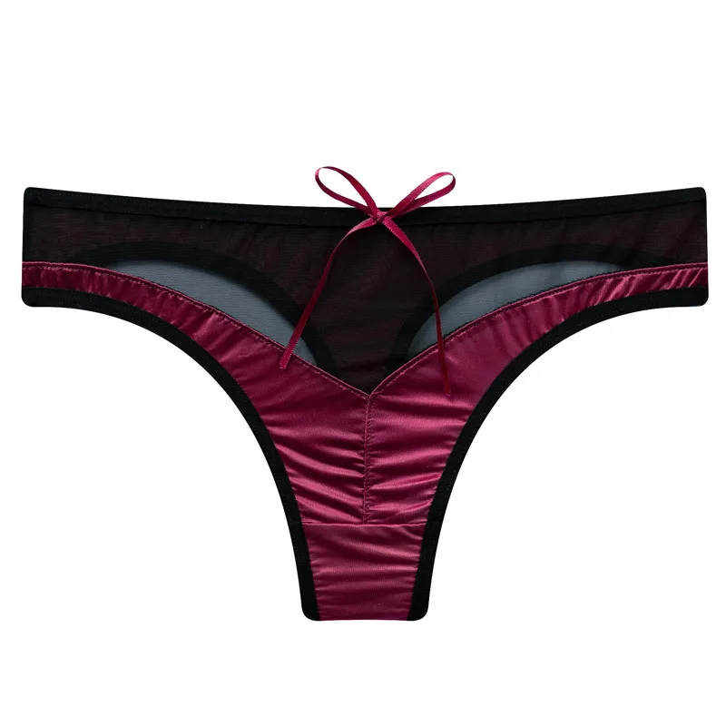 

Роскошные шелковистые женские стринги, Сетчатое прозрачное сексуальное нижнее белье для женщин, милые топы, однотонные стринги, высококаче...