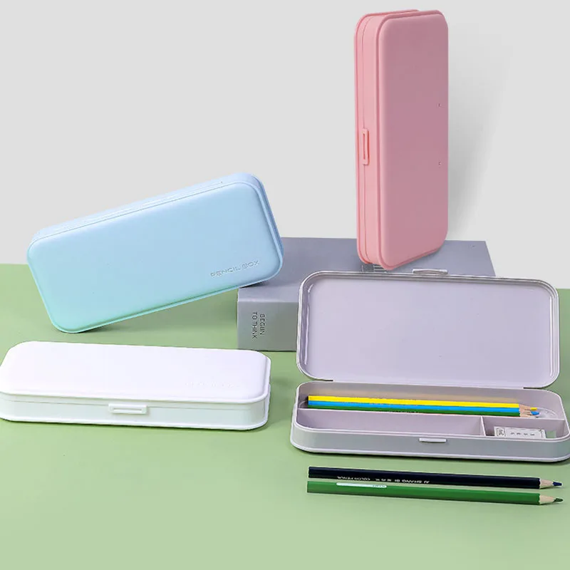 

Kawaii Candy Color Pencil Cases Large Capacity Pen Boxes Cute Cartoon Stationery Storage Multifunction Pure Color Storage Box