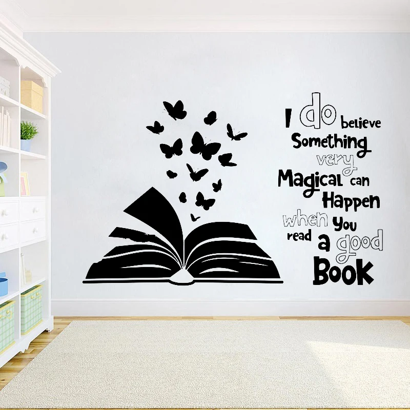 

Reading A Good Book Wall Sticker Library Vinyl Deccal Reading Room Decoration Bookstore Wallpaper Livingroom Art Mural Poster