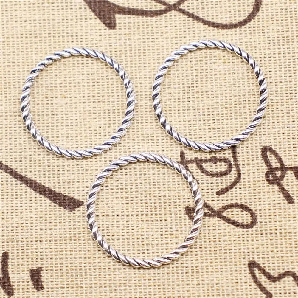 

10 Pieces Antique Silver Color Circle Connector Party Jewelry Woman Accessori 25Mm