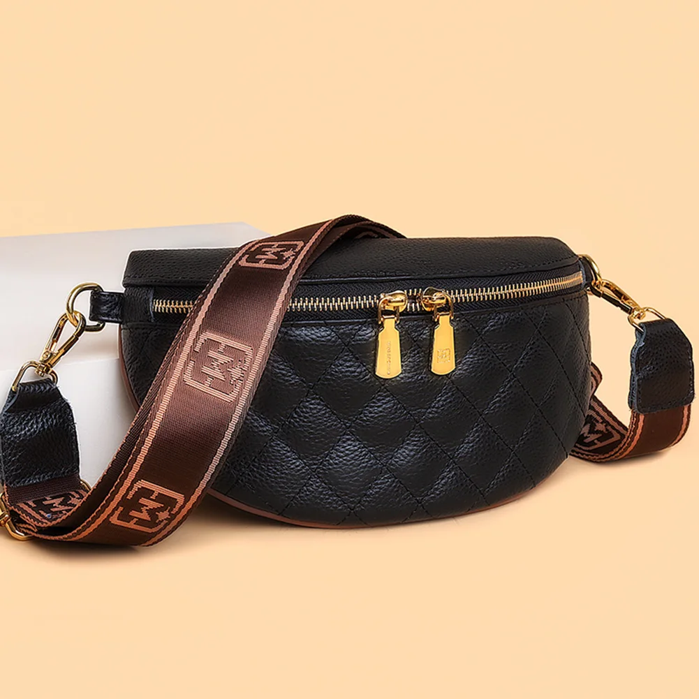 

Women's Chest Bag Saddle Crossbody Bags Female Fashion Chain Handbag Solid Simple Hobos Bag Ladies Rhombus Belt Pack Purse