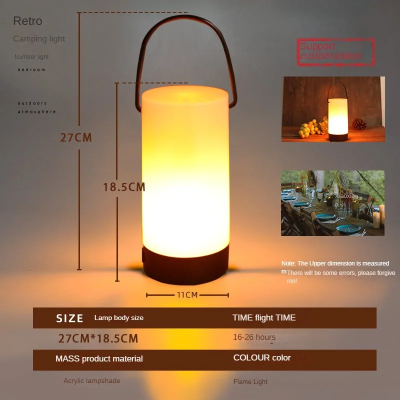 

Retro Vintage Camping Hanging Lanterns Battery Led Flame Warm Light Nature Hike For Fishing Tent Camping Equipment