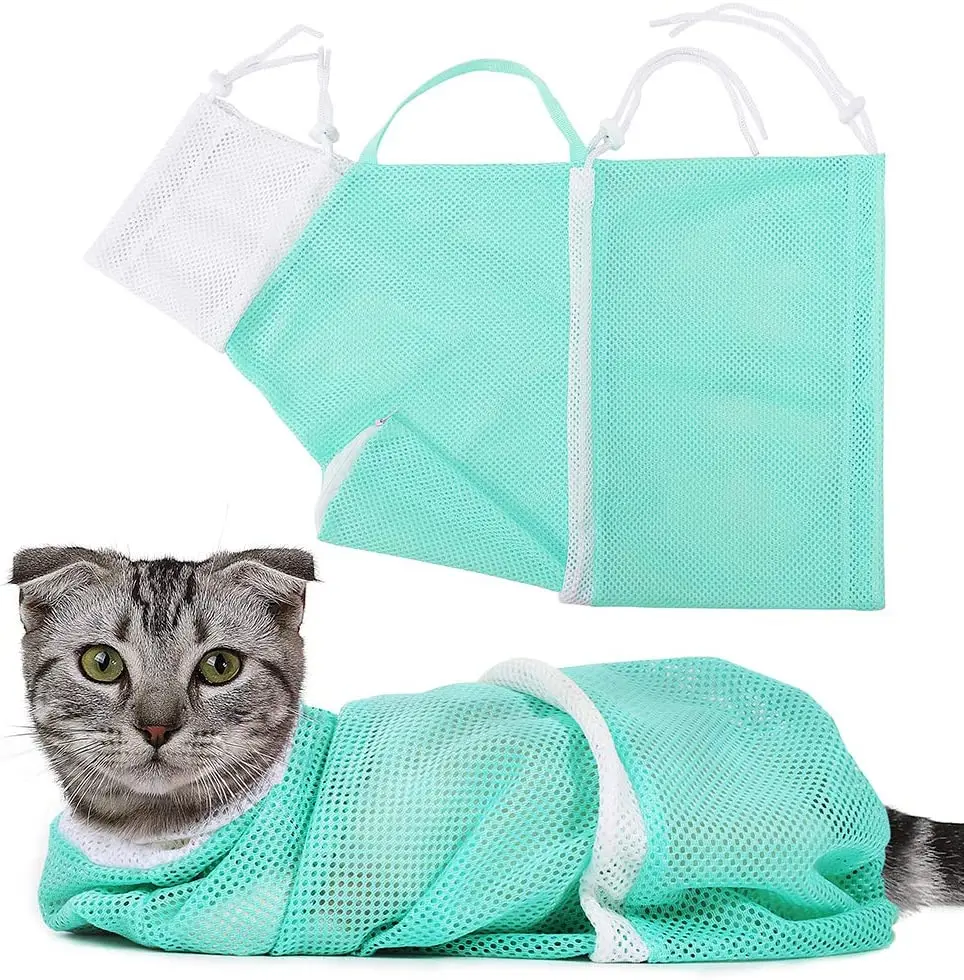 

Mesh Cat Grooming Bathing Bag Adjustable Cats Washing Bags For Pet Nail Trimming Injecting Anti Scratch Bite Restraint