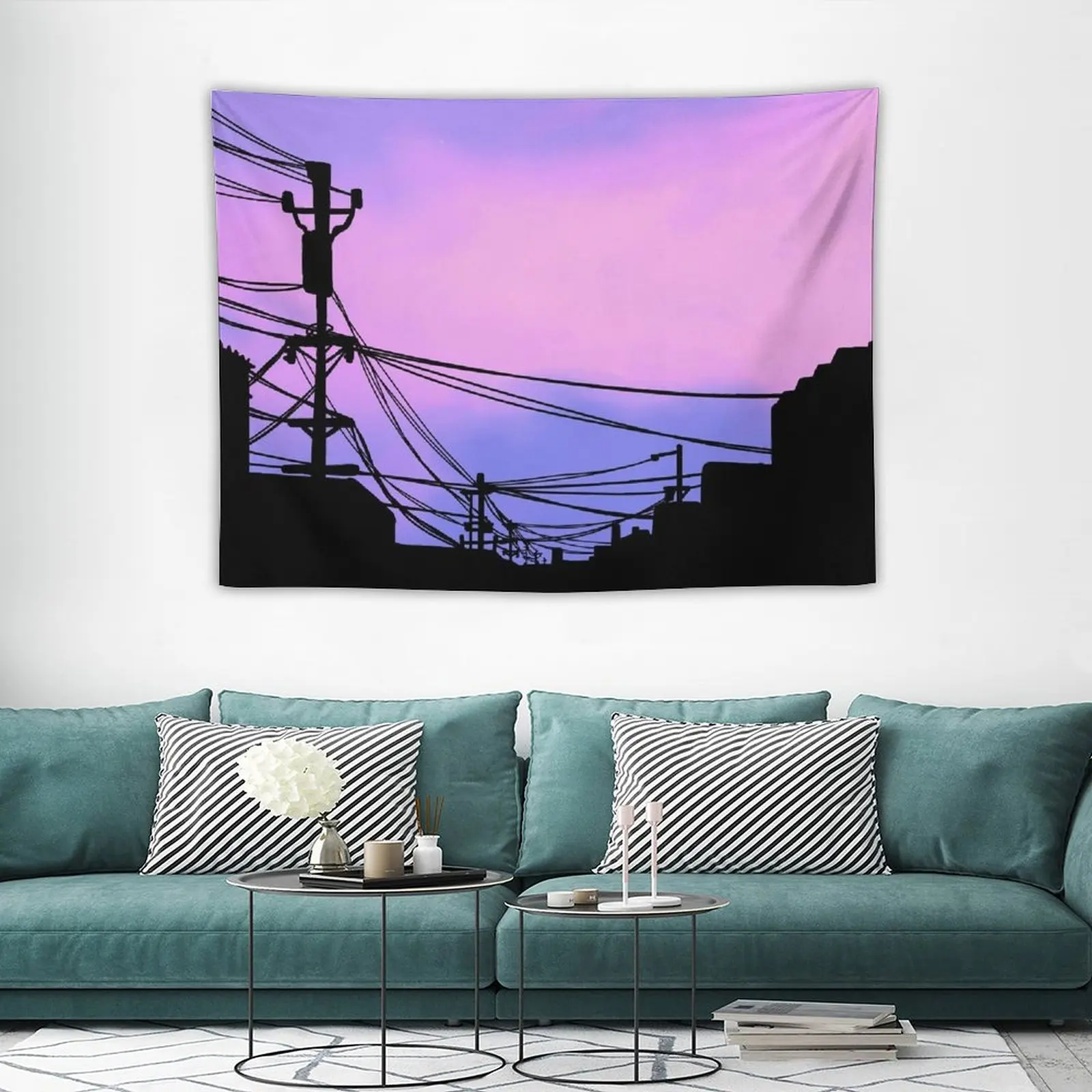 Эстетический закат японский гобелен Lo Fi Настенный декор украшения для комнаты