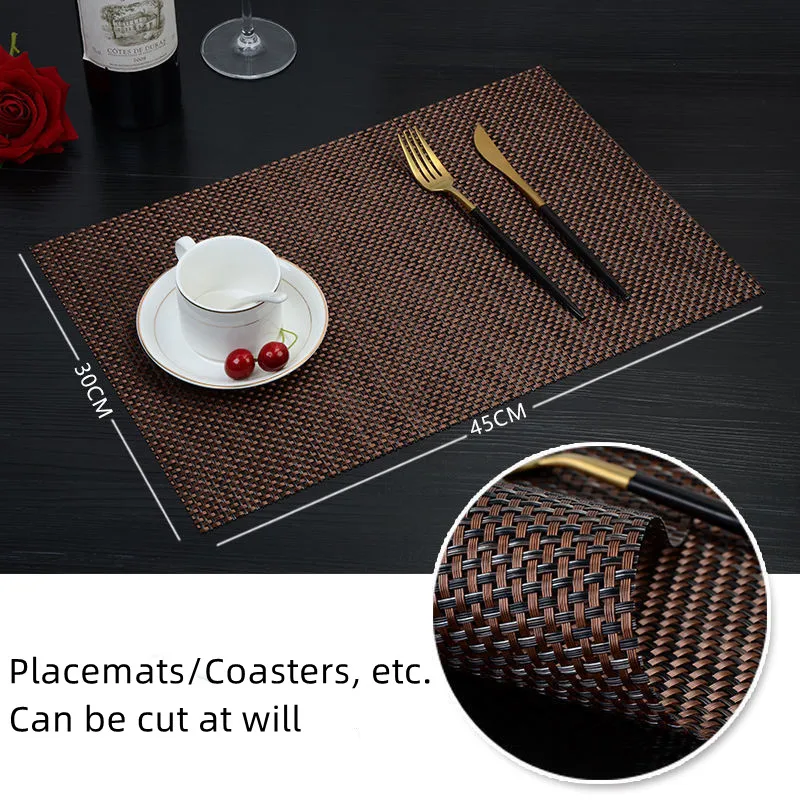 

Placemat Heat Pad Table Mat Woven Mat Non-slip Simple Rectangular Place Mat Coaster Plastic Napkin New Year Christmas Pvc1pc