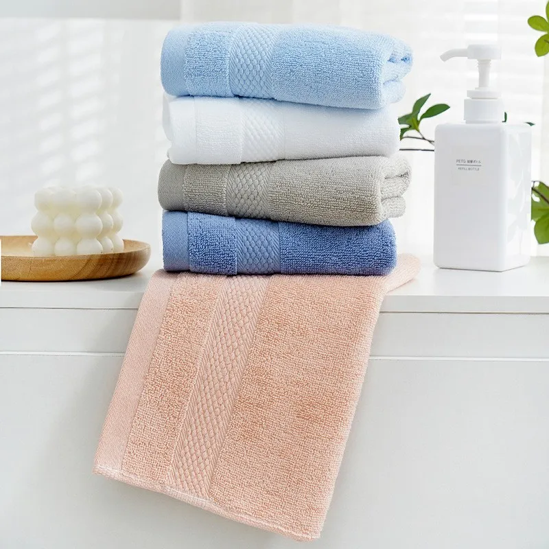 Towel Pure Cotton Absorbent Thickened Soft Household Travel Face Towels Bathroom Women Men Simple Solid Color 32x72cm Bath