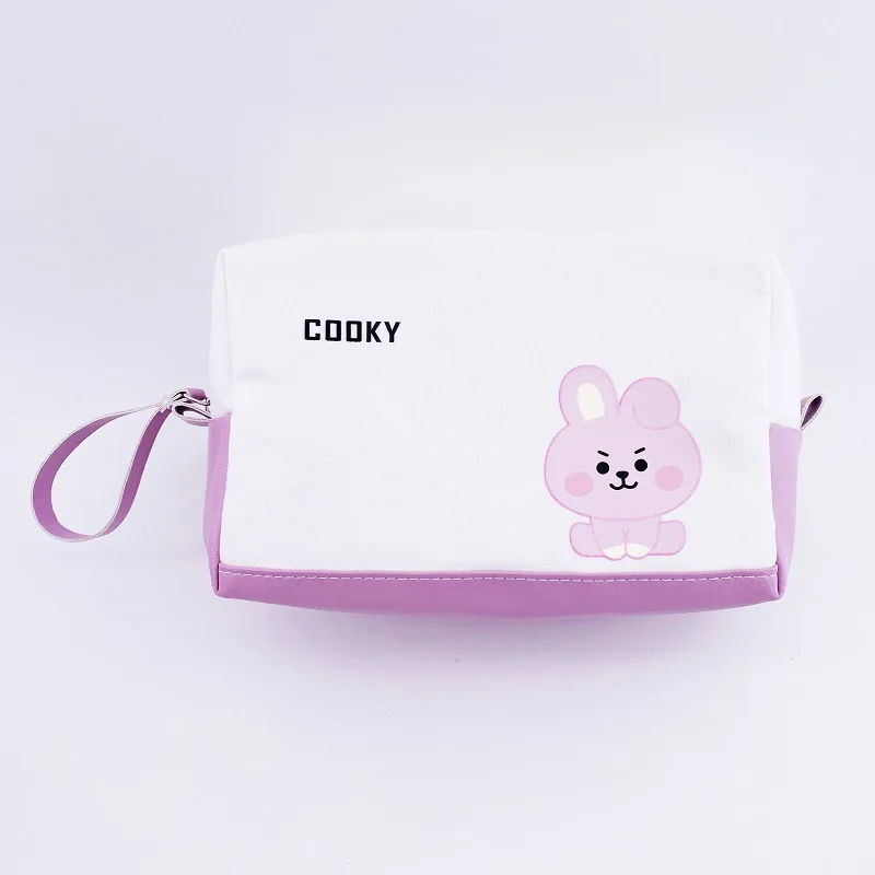 Cartoon Line Friends Bt21 Anime Tata Chimmy Storage Bag Pencil Case Ins Girl Heart Kawaii Portable Cosmetic Bag Holiday Gifts images - 6