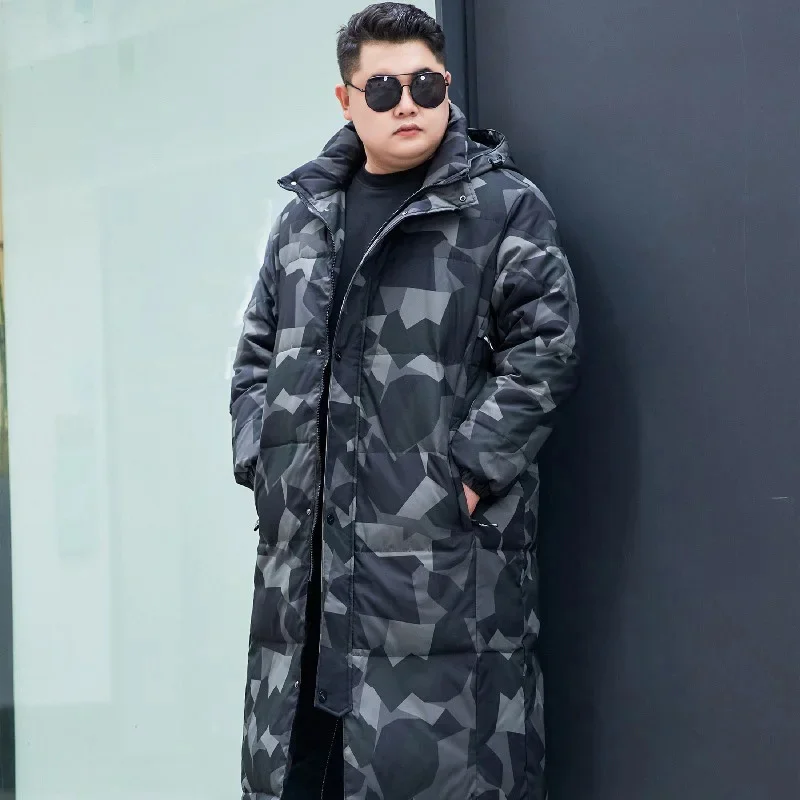

Зимняя мужская зимняя длинная камуфляжная куртка-пуховик с защитой от холода и длиной до колена, пальто-пуховик размером 9xl, мужская куртка размером 7XL, 8XL
